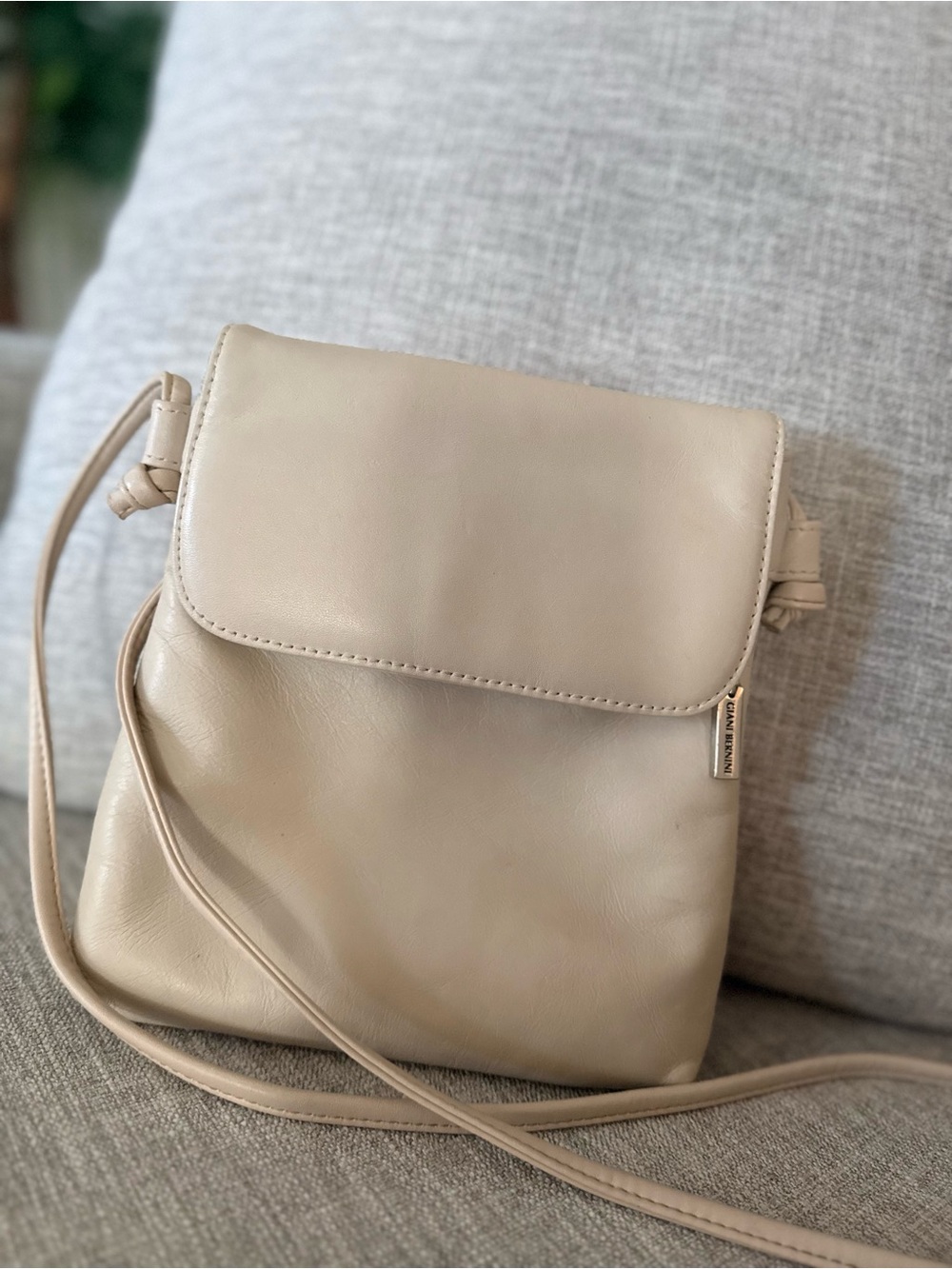 Leather Crossbody Bag in Cream